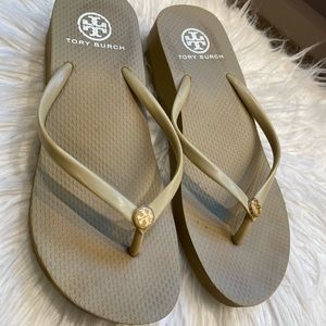 Tory Burch size 7 wedge flip flops